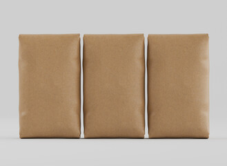 Sack packaging brown color 3D Render illustration Isolated on gray background