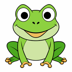 Vector of cartoon frog illustration on white
