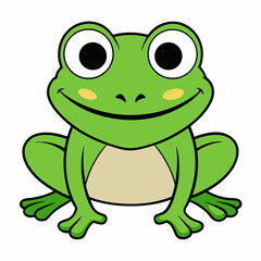 Vector of cartoon frog illustration on white
