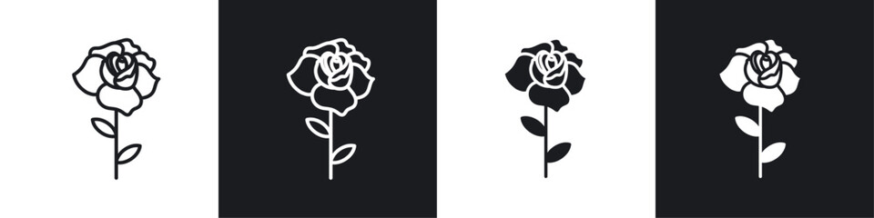 Rose flower icon sign and symbol vector design