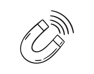 magnet doodle hand drawn icon. Outline drawing magnet line clipart symbol