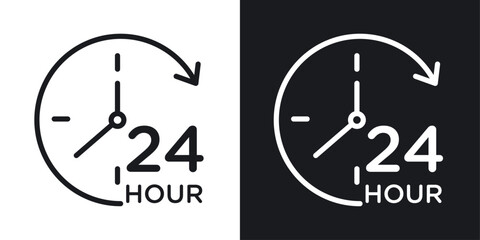 Twenty four hours icon sign and symbol vector design