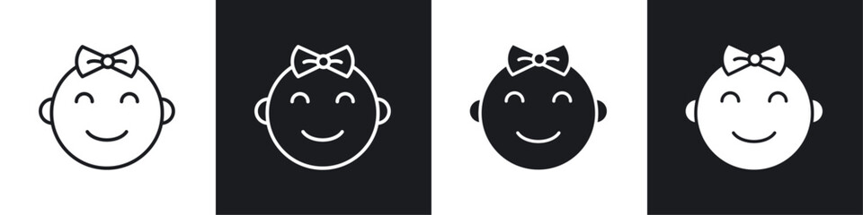 Baby girl face icon sign and symbol vector design