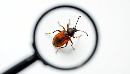 Magnified view of a bug against a pure white backdrop, closeup, biological, macro