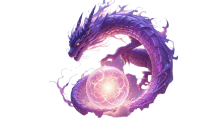 Legendary Dragon Guarding a Glowing Mystical Sphere – A Powerful Fantasy Illustration