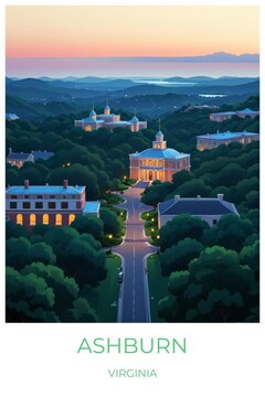Ashburn Virginia United states Travel Poster Illustration Print Decor Gift Canvas Wall Art Gift