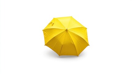Bright yellow umbrella against a white background