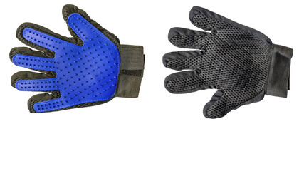 Pet grooming glove on white background