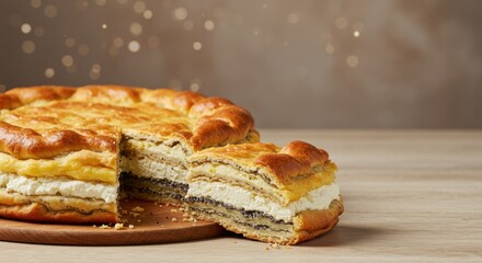 Delicious Layered Poppy Seed Cake with Creamy Filling, a Festive Treat Perfect for Holidays and Celebrations