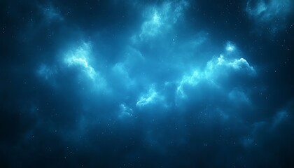 Naklejka premium Ethereal blue nebula with glowing clouds and distant stars