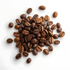 Naklejka premium Coffee Beans on White, Roasted Bean Pile Isolated, Cafe Ingredient