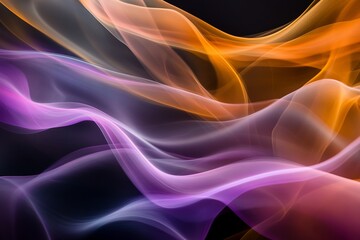 Obraz premium Colorful Abstract Smoke Waves in Gradient Motion on Dark Background