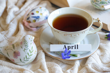 Easter 2025 table decoration for the holiday with flowers and accessories.