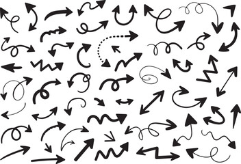 Hand Drawn Arrow Set Collection – Curved, Straight, and Dotted Styles