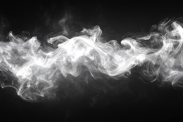 Obraz premium White smoke swirls on black background