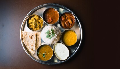 Traditional Indian non-veg thali from Maharashtra with spicy dishes and aromatic flavors. A hearty, cultural, and vibrant meal experience.