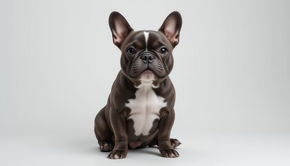 Adorable French Bulldog Puppy on White Background