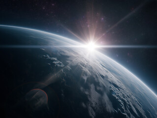 Planet in space on a dark background