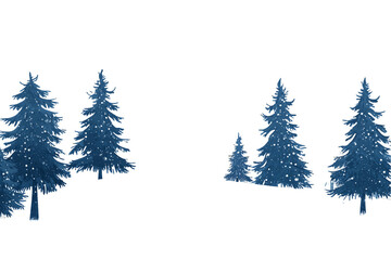 Fototapeta premium Dark Blue Pine Tree Silhouettes on Transparent Background, PNG