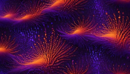 Fototapeta premium An abstract composition featuring radiating dots of orange and purple creating a dynamic visual.