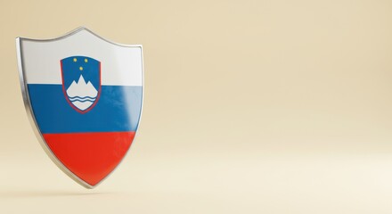 Obraz premium Slovenian Flag on a Protective Shield: Symbol of National Security and Identity