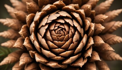 Detailed macro shot reveals the elegant textures and spiraling patterns of a perfectly formed pine cone.