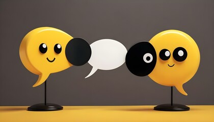 Obraz premium Animated speech bubbles engage in dialogue, showcasing communication and sharing a positive message.