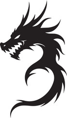 Dragon tattoo design, vector illustration, Dragon logo, black and white illustration of a stylized dragon, transparency background.