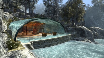 Transparent outdoor pool retreat