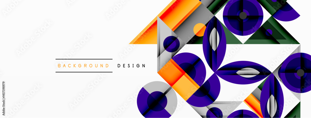 Aufkleber Abstract geometric shapes, vibrant colors, modern design. Overlapping elements create dynamic visual texture. Minimalist style.