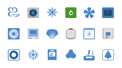 Icon sheet, simple shapes, Air Quality Sensor icons