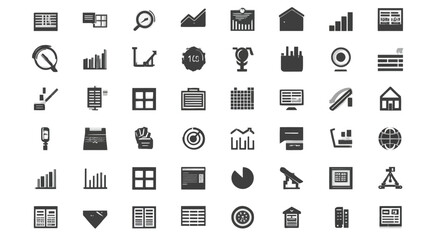 Icon sheet, simple shapes, Analytics Dashboard icons