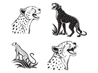 Cheetah Icons set vector illustration