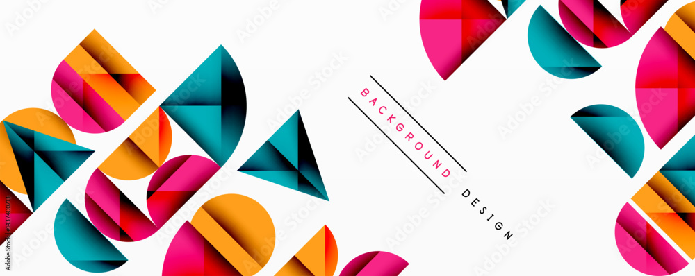 Aufkleber abstract geometric shapes overlap, creating vibrant colorful design. modern style, suitable for back