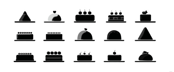 Icon sheet, simple shapes, Cake icons