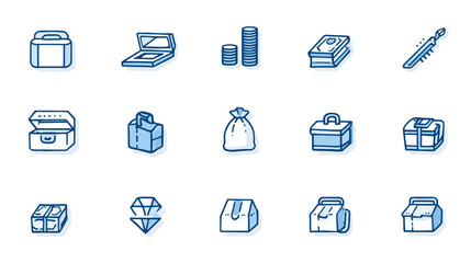 Icon sheet, simple shapes, Crowdfunding Box icons