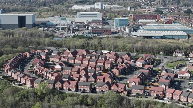 Housing estate and industry, Wirral, England