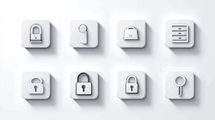 Icon sheet, simple shapes, Cyber Security Lock icons