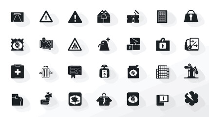 Icon sheet, simple shapes, Data Breach Alert icons