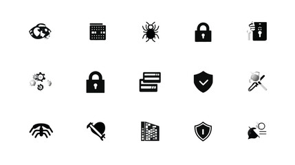 Icon sheet, simple shapes, Data Breach Alert icons