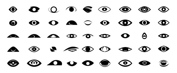 Naklejka premium Icon sheet, simple shapes, Eye icons
