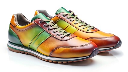 Colorful Leather Casual Sneakers Pair
