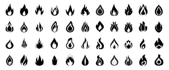Icon sheet, simple shapes, Fire Flame icons