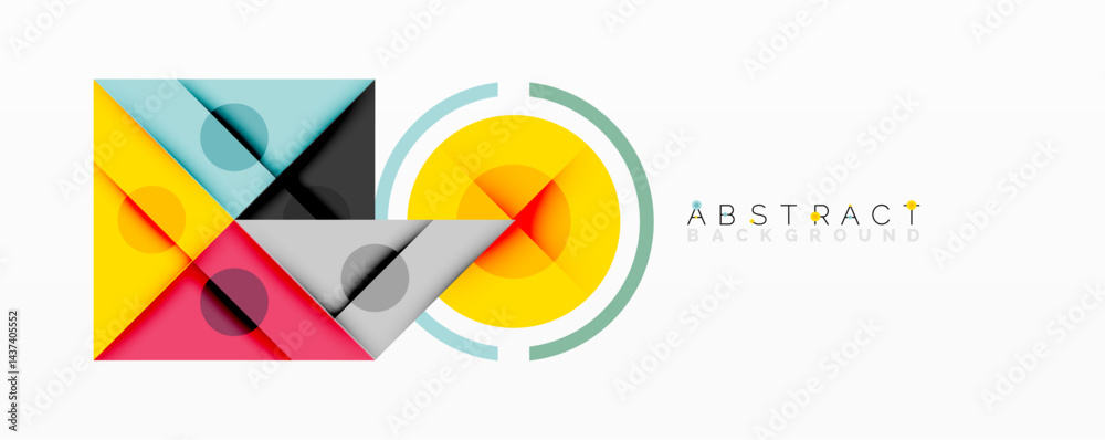 Aufkleber colorful geometric shapes overlap creating modern abstract design. bright hues, clean lines, minimal