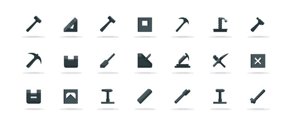 Icon sheet, simple shapes, Hammer icons