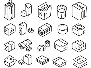 Packing Material art icon creative outline drawing graphic