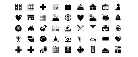 Icon sheet, simple shapes, Hospital icons