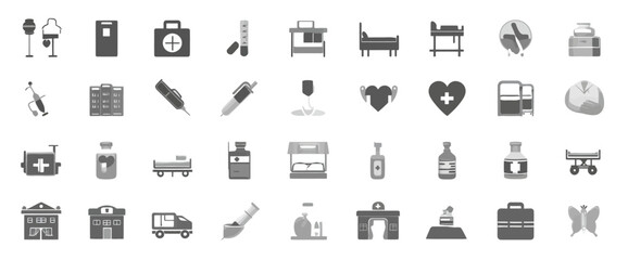 Icon sheet, simple shapes, Hospital icons