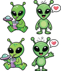 Fototapeta premium Cute Alien Colorful Space vector illustration