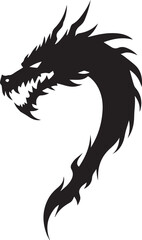 Naklejka premium Dragon tattoo design, vector illustration, Dragon logo, black and white illustration of a stylized dragon, transparency background.